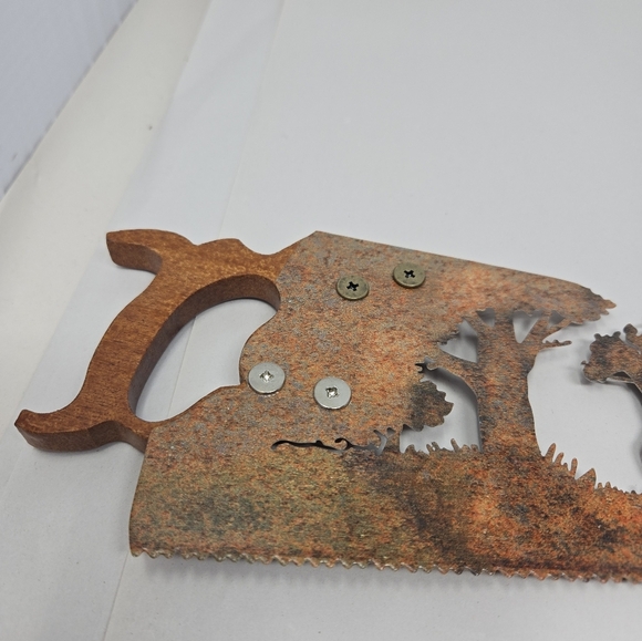 2 Decorative Hand Saws Silhouette Cowboys & Family Of Bears-Cabin Rusted Patina - Picture 11 of 16